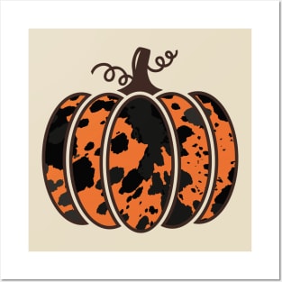 Cute Thanksgiving Cow Print Pumpkin Posters and Art